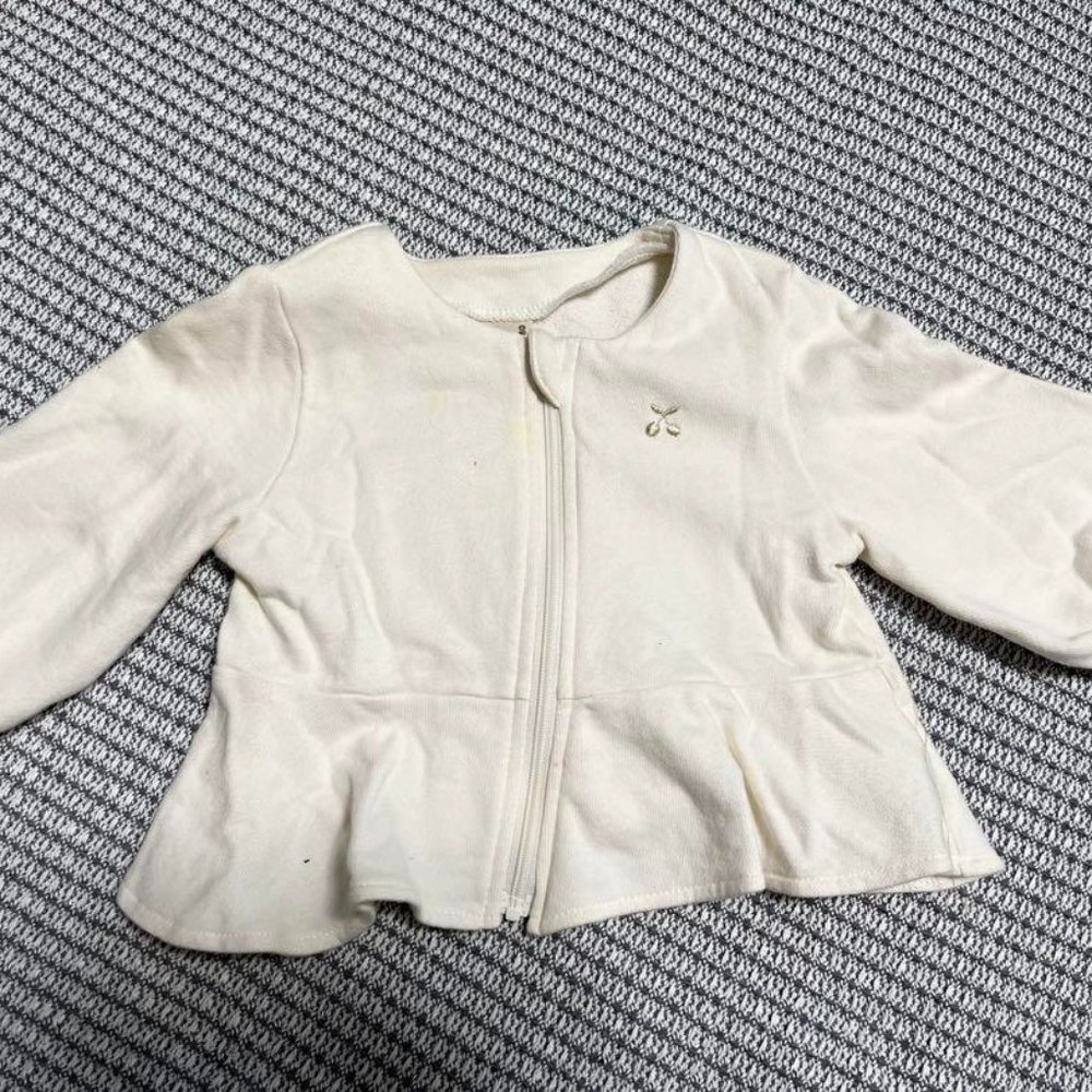 Ruffle hem cardigan with cherry embroidery